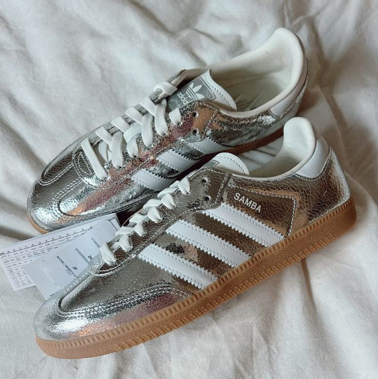 Adidas Samba OG Silver Metallic Cracked Leather (W)